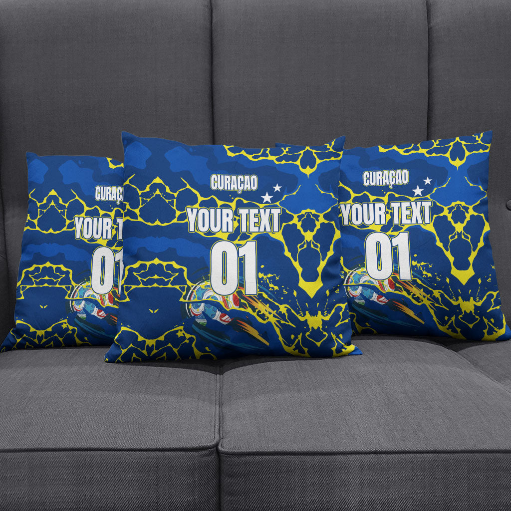 Personalized Curacao Football Pillow Cover Caribbean Splash Paint Soccer Graphic