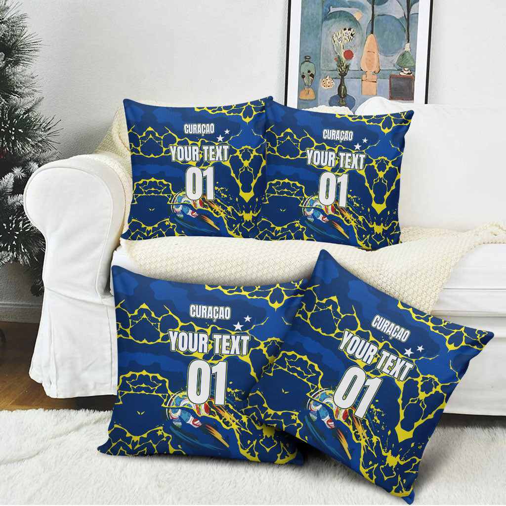 Personalized Curacao Football Pillow Cover Caribbean Splash Paint Soccer Graphic