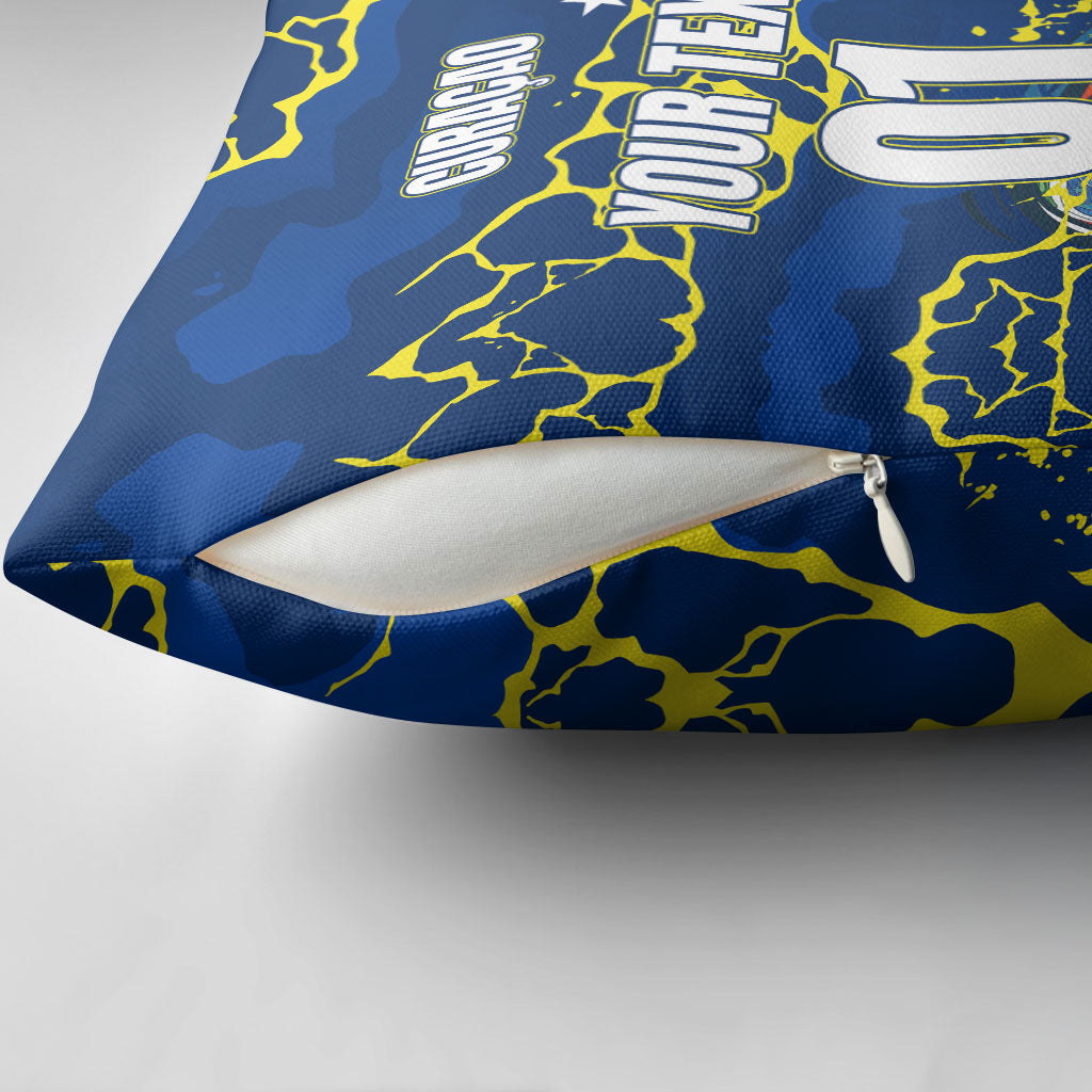 Personalized Curacao Football Pillow Cover Caribbean Splash Paint Soccer Graphic
