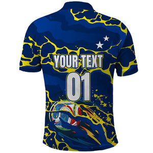 Personalized Curacao Football Polo Shirt Caribbean Splash Paint Soccer Graphic