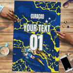 Personalized Curacao Football Puzzle Caribbean Splash Paint Soccer Graphic