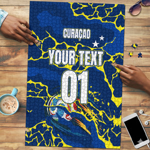 Personalized Curacao Football Puzzle Caribbean Splash Paint Soccer Graphic