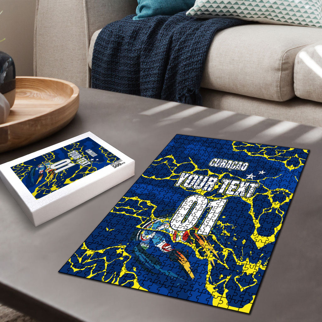 Personalized Curacao Football Puzzle Caribbean Splash Paint Soccer Graphic
