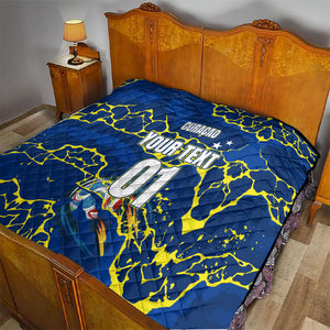 Personalized Curacao Football Quilt Caribbean Splash Paint Soccer Graphic