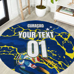 Personalized Curacao Football Round Carpet Caribbean Splash Paint Soccer Graphic