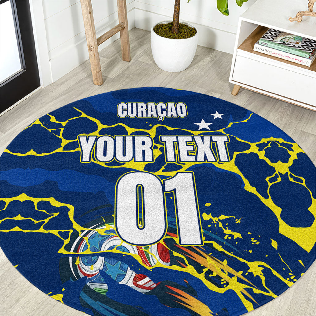 Personalized Curacao Football Round Carpet Caribbean Splash Paint Soccer Graphic