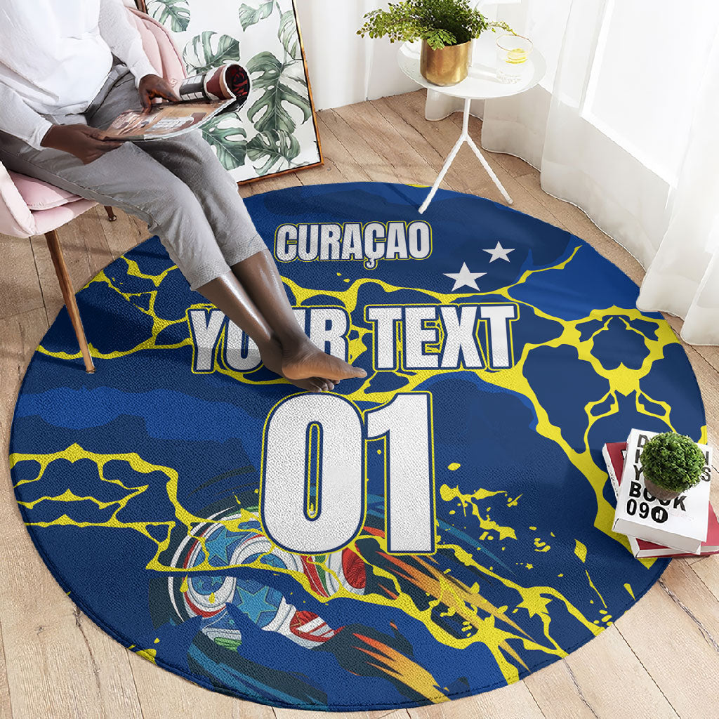 Personalized Curacao Football Round Carpet Caribbean Splash Paint Soccer Graphic