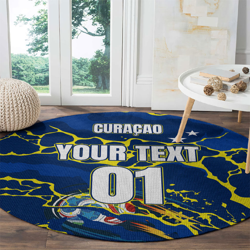 Personalized Curacao Football Round Carpet Caribbean Splash Paint Soccer Graphic