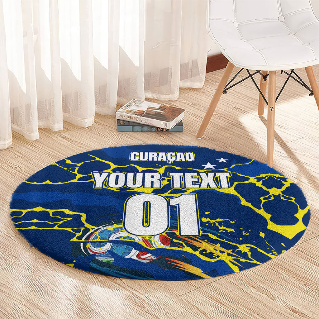 Personalized Curacao Football Round Carpet Caribbean Splash Paint Soccer Graphic