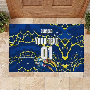 Personalized Curacao Football Rubber Doormat Caribbean Splash Paint Soccer Graphic