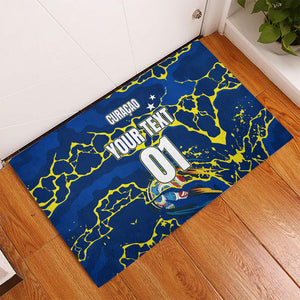 Personalized Curacao Football Rubber Doormat Caribbean Splash Paint Soccer Graphic
