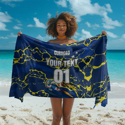 Personalized Curacao Football Sarong Caribbean Splash Paint Soccer Graphic