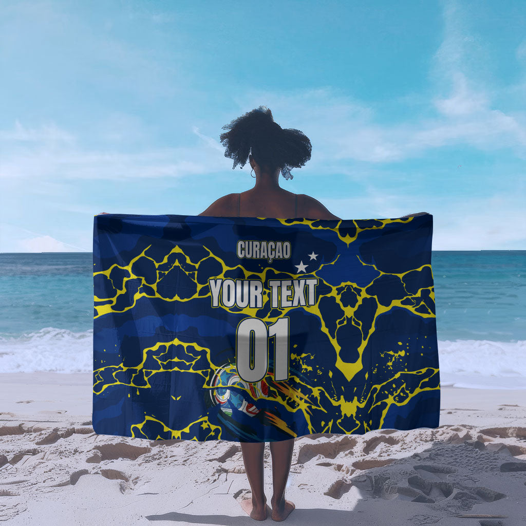 Personalized Curacao Football Sarong Caribbean Splash Paint Soccer Graphic