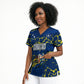 Personalized Curacao Football Scrub Top Caribbean Splash Paint Soccer Graphic