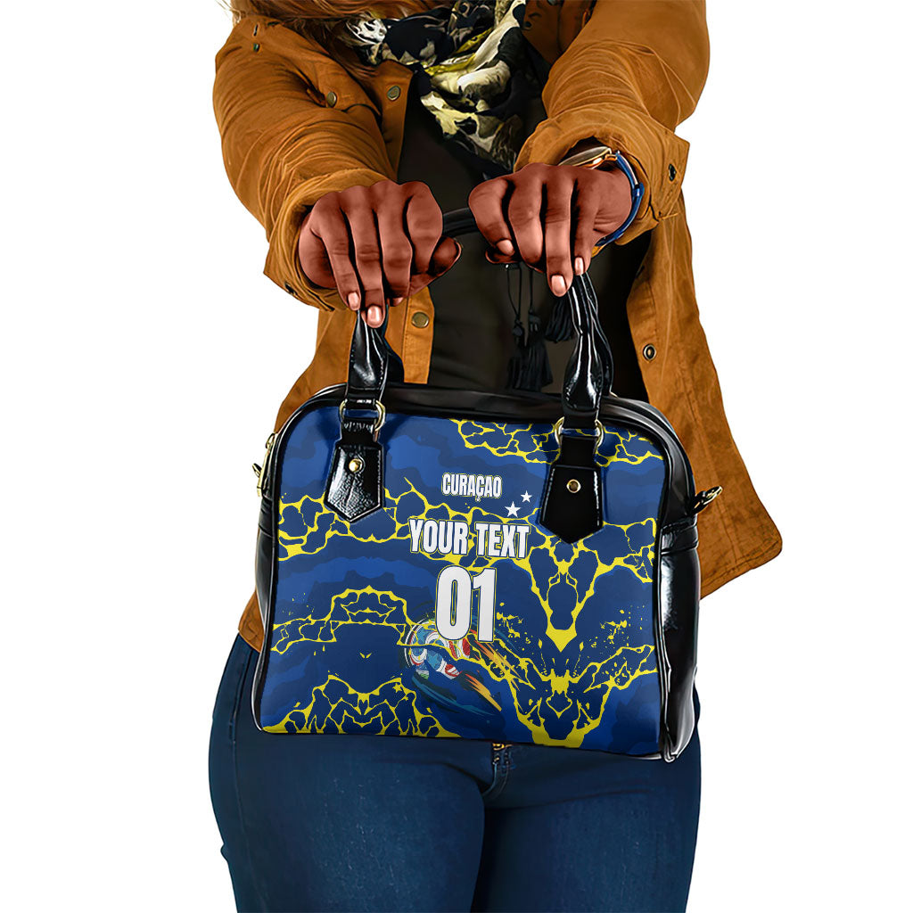 Personalized Curacao Football Shoulder Handbag Caribbean Splash Paint Soccer Graphic