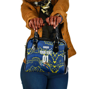 Personalized Curacao Football Shoulder Handbag Caribbean Splash Paint Soccer Graphic
