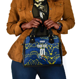 Personalized Curacao Football Shoulder Handbag Caribbean Splash Paint Soccer Graphic
