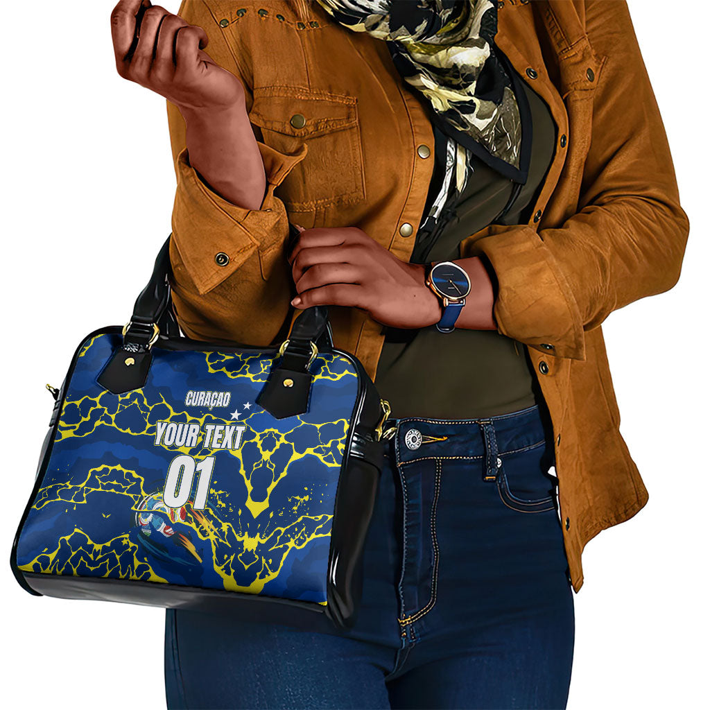 Personalized Curacao Football Shoulder Handbag Caribbean Splash Paint Soccer Graphic