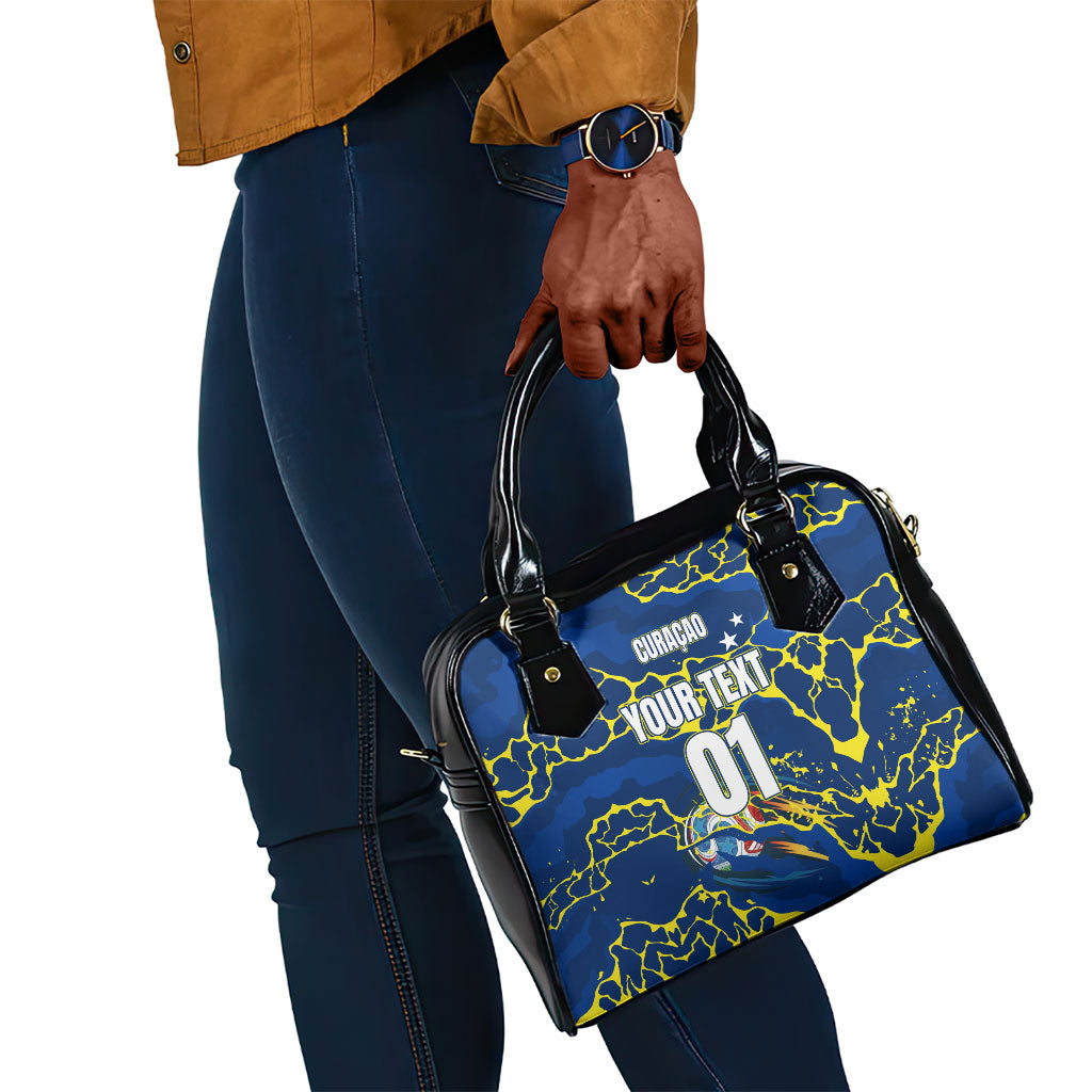 Personalized Curacao Football Shoulder Handbag Caribbean Splash Paint Soccer Graphic