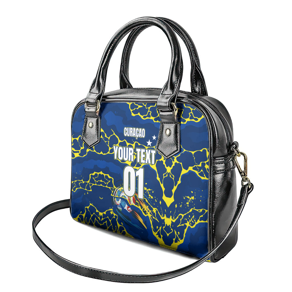 Personalized Curacao Football Shoulder Handbag Caribbean Splash Paint Soccer Graphic