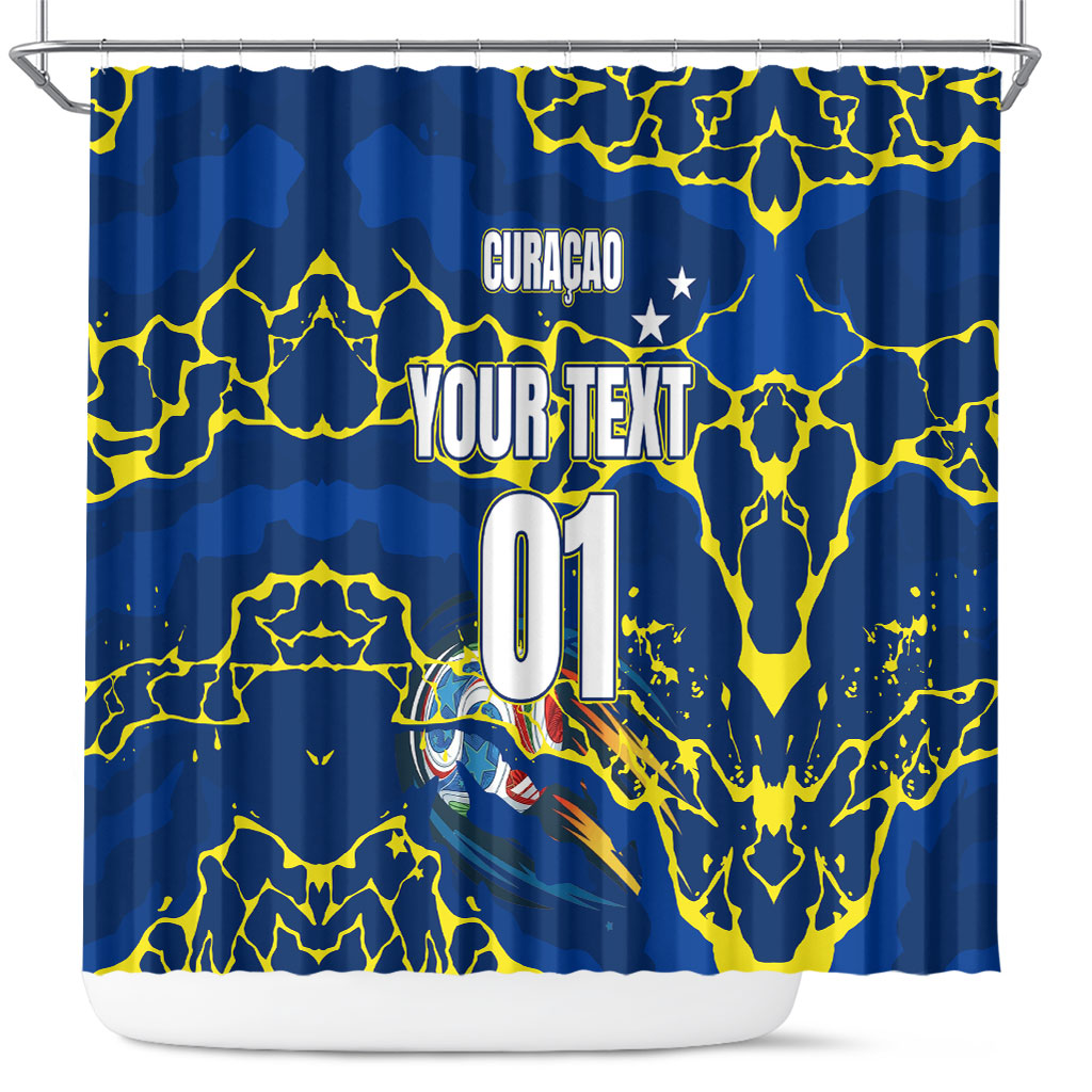 Personalized Curacao Football Shower Curtain Caribbean Splash Paint Soccer Graphic
