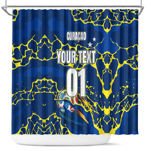 Personalized Curacao Football Shower Curtain Caribbean Splash Paint Soccer Graphic