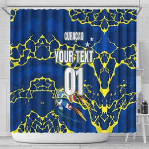 Personalized Curacao Football Shower Curtain Caribbean Splash Paint Soccer Graphic