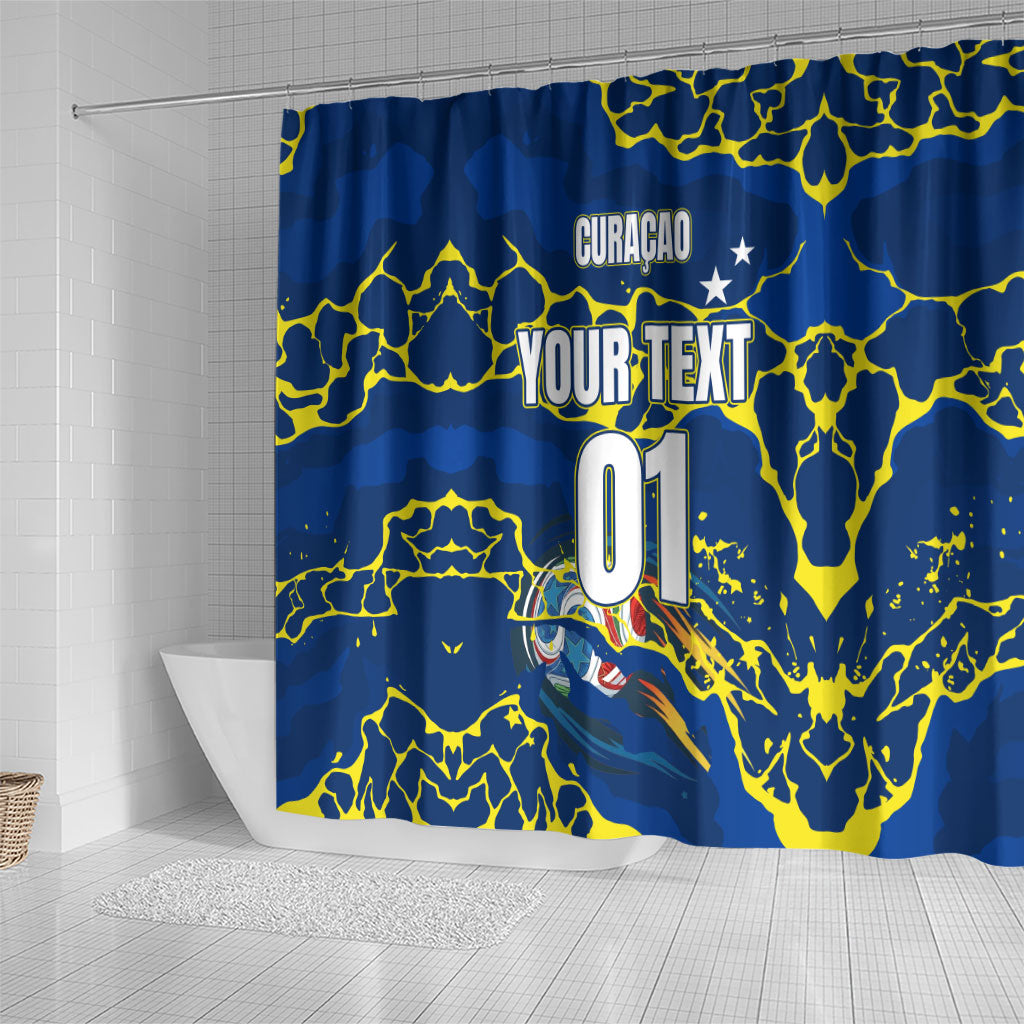 Personalized Curacao Football Shower Curtain Caribbean Splash Paint Soccer Graphic