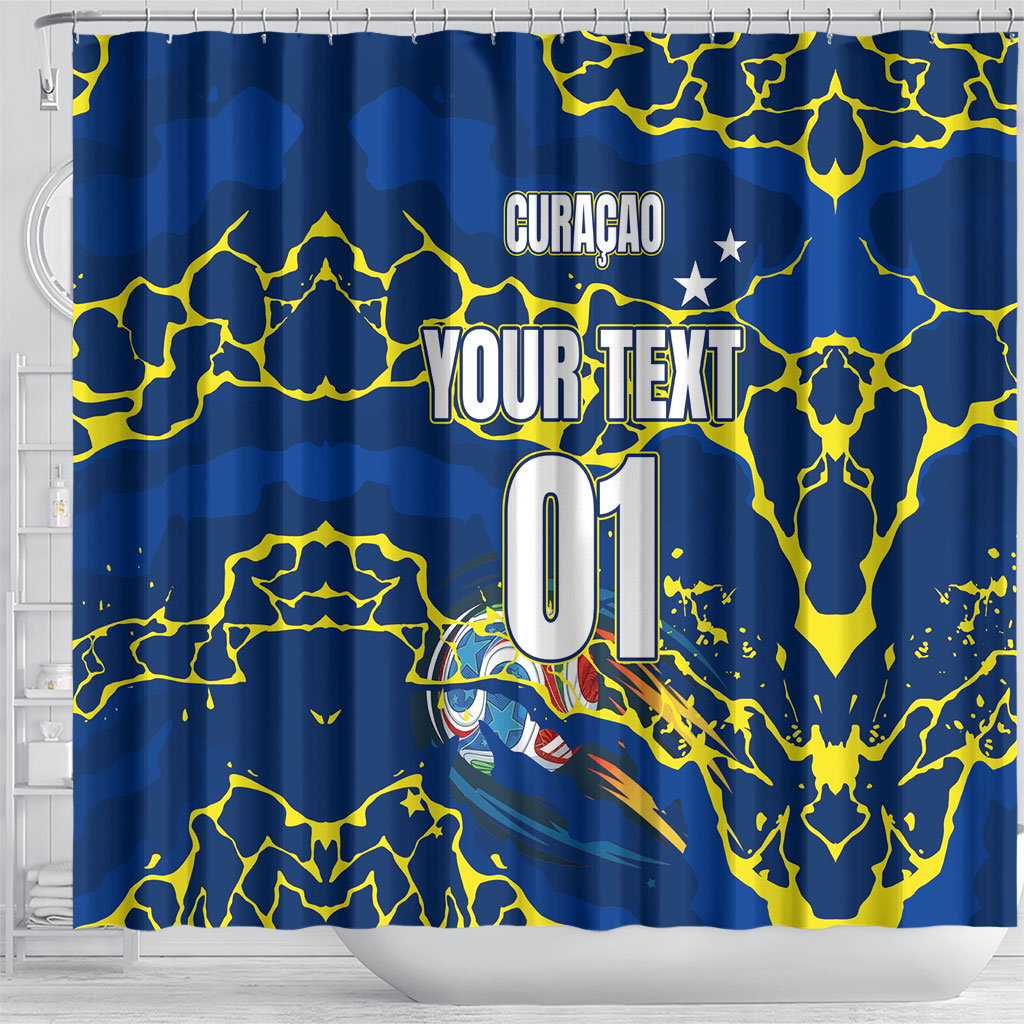 Personalized Curacao Football Shower Curtain Caribbean Splash Paint Soccer Graphic
