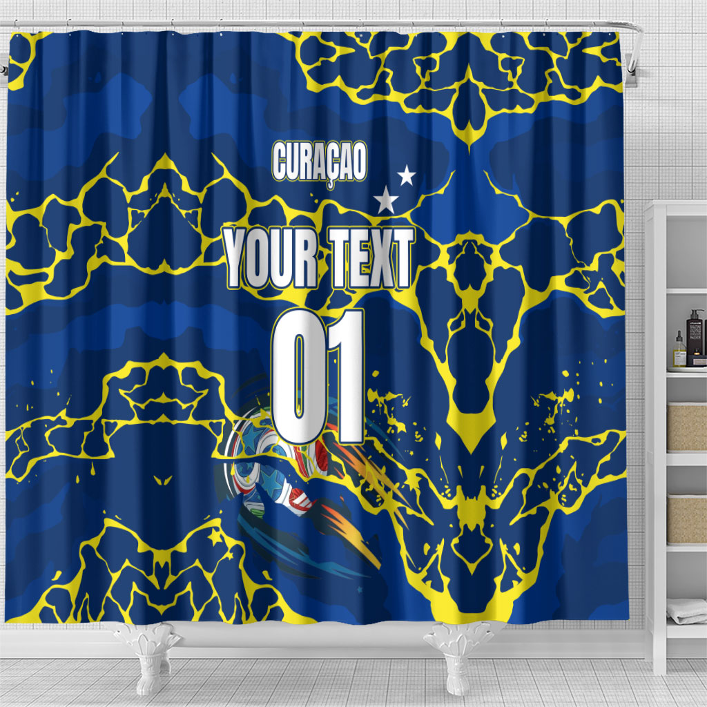 Personalized Curacao Football Shower Curtain Caribbean Splash Paint Soccer Graphic