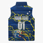 Personalized Curacao Football Sleeveless Puffer Jacket Caribbean Splash Paint Soccer Graphic