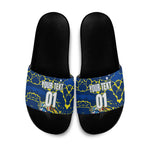 Personalized Curacao Football Slide Sandals Caribbean Splash Paint Soccer Graphic
