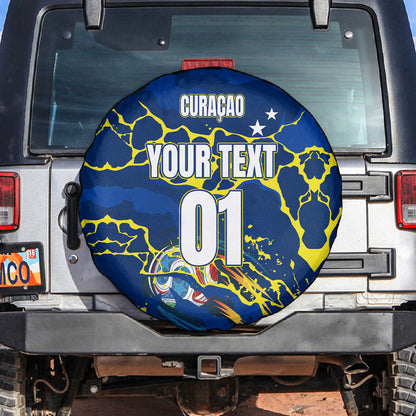Personalized Curacao Football Spare Tire Cover Caribbean Splash Paint Soccer Graphic