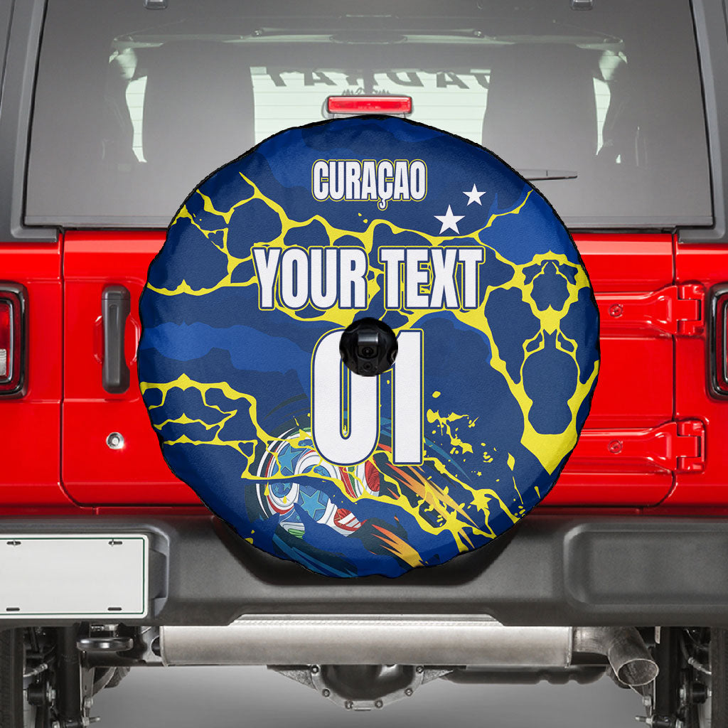 Personalized Curacao Football Spare Tire Cover Caribbean Splash Paint Soccer Graphic