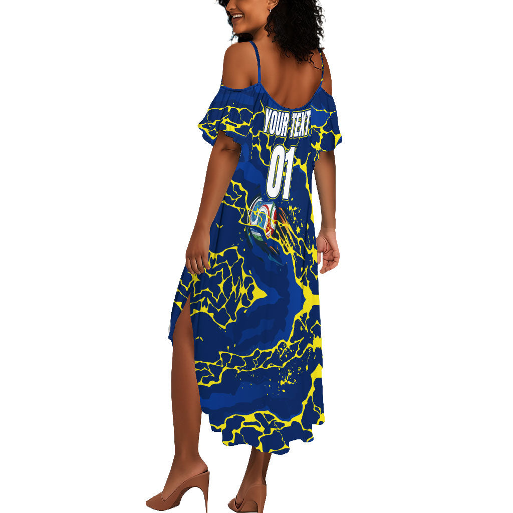 Personalized Curacao Football Summer Maxi Dress Caribbean Splash Paint Soccer Graphic