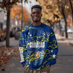 Personalized Curacao Football Sweatshirt Caribbean Splash Paint Soccer Graphic