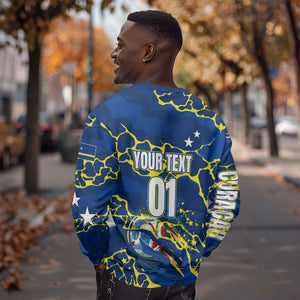 Personalized Curacao Football Sweatshirt Caribbean Splash Paint Soccer Graphic
