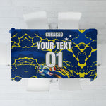 Personalized Curacao Football Tablecloth Caribbean Splash Paint Soccer Graphic