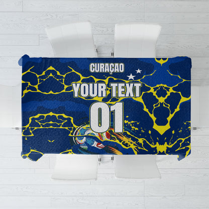 Personalized Curacao Football Tablecloth Caribbean Splash Paint Soccer Graphic