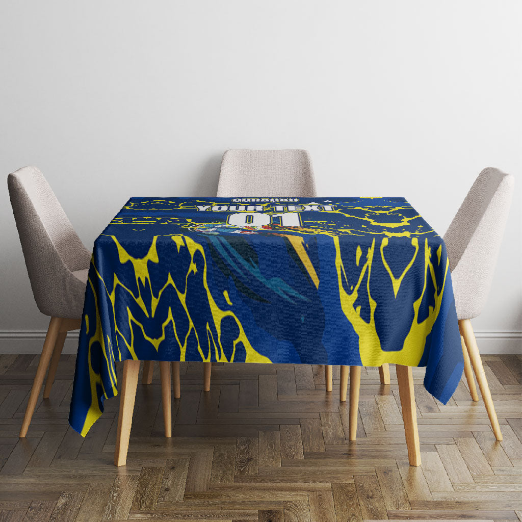 Personalized Curacao Football Tablecloth Caribbean Splash Paint Soccer Graphic