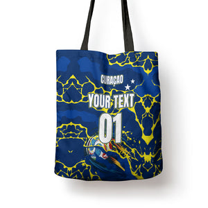 Personalized Curacao Football Tote Bag Caribbean Splash Paint Soccer Graphic