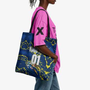 Personalized Curacao Football Tote Bag Caribbean Splash Paint Soccer Graphic