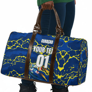 Personalized Curacao Football Travel Bag Caribbean Splash Paint Soccer Graphic