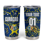 Personalized Curacao Football Tumbler Cup Caribbean Splash Paint Soccer Graphic