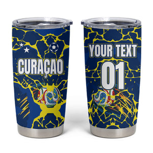 Personalized Curacao Football Tumbler Cup Caribbean Splash Paint Soccer Graphic