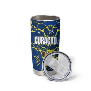 Personalized Curacao Football Tumbler Cup Caribbean Splash Paint Soccer Graphic