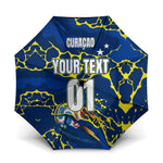 Personalized Curacao Football Umbrella Caribbean Splash Paint Soccer Graphic