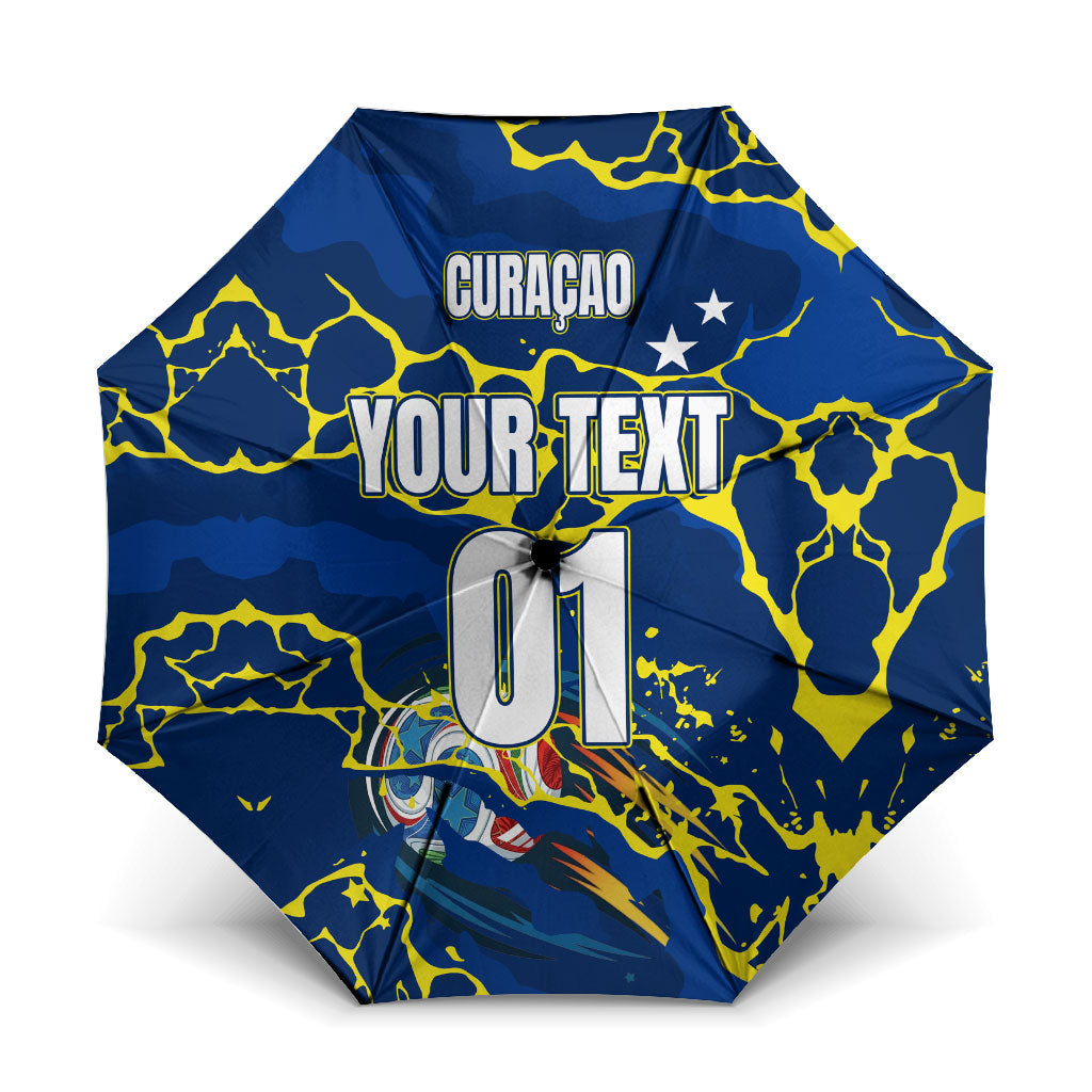Personalized Curacao Football Umbrella Caribbean Splash Paint Soccer Graphic