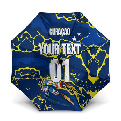Personalized Curacao Football Umbrella Caribbean Splash Paint Soccer Graphic