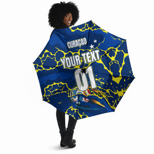 Personalized Curacao Football Umbrella Caribbean Splash Paint Soccer Graphic